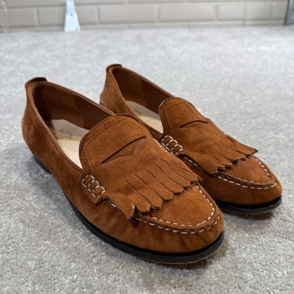 Cole Haan Women's Suede Kiltie Loafers in Cognac Brown